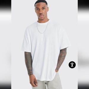 BoohooMAN Oversized Ribbed White T-Shirt Size XL